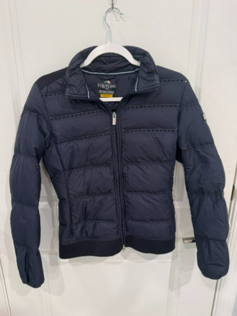 Equiline Contemporary Navy Hooded Down Jacket